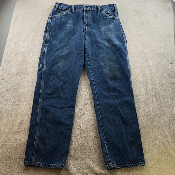 Dickies Mens Work Jeans Size 34x32 Relaxed Fit Blue Denim Straight Casual - Picture 11 of 13